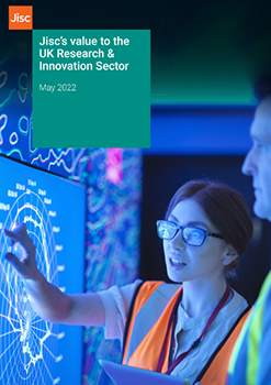 Front cover image for Jisc's value to the research innovation sector report.